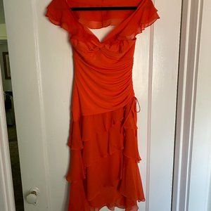 NWT BCBG dress with off-shoulder ruffle